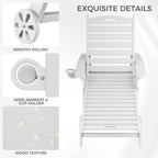 WACASA HDPE Pool Lounge Chairs Set of 2 with Wheels & Cup Holder, 6-Position Adjustable Lounge Chair Outdoor, Easy 20-Min Assembly, 450LBS Bearing, Pool Lounger for Patio, Deck, Backyard (White)