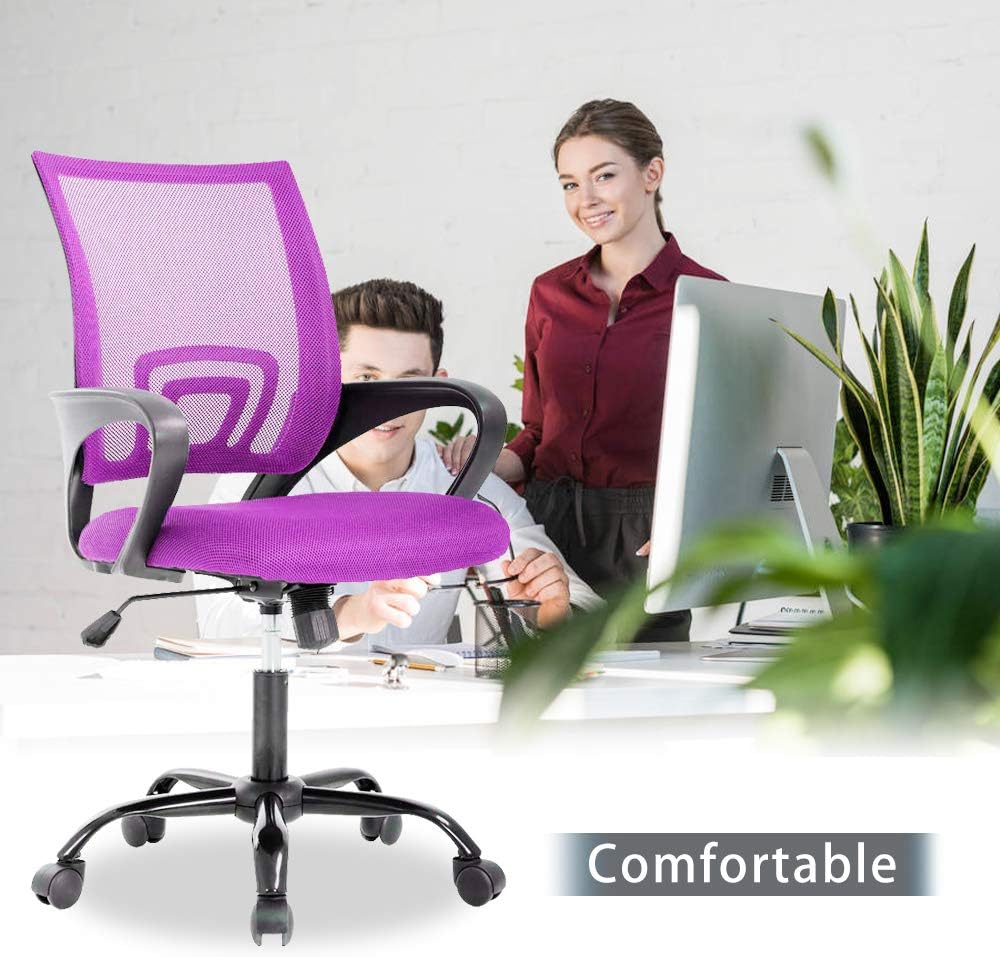 Ergonomic Office Chair Computer Desk Chair with Back Support Mesh Rolling Swivel PC Executive Chair Modern Adjustable Height Task Works Office Chair for Women Men, Pink