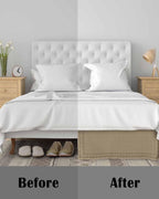 Bed Skirts Queen Size 16 Inch Tailored Drop Beige Textured Woven Pattern Wrap Around Bed Skirt with Split Corners Hotel Quality Bedskirt Solid Color Dust Ruffle for Queen Bed Skirt Bedroom Decor