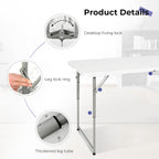 Byliable Folding Table 4 Foot Portable Heavy Duty Plastic Fold-in-Half Utility Table Small Indoor Outdoor Adjustable Height Folding with Carrying Handle, Camping and Party,White