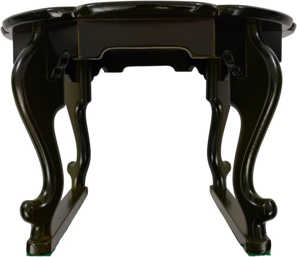February Mountain Mother of Pearl Tray Table – Round Tea Table with Floral Butterfly Inlay, Small Decorative Side Table for Living Room, Home Decor Accent (Black)