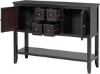Knocbel Vintage Wood Console Table Buffet Sideboard with 4 Storage Drawers, 2 Cabinets & Bottom Shelf, Entryway Hallway Foyer Table Cupboard Coffee Bar Cabinet (Espresso 44.5")