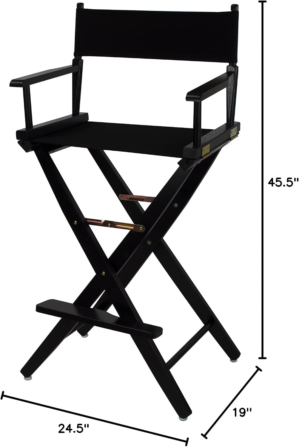 Casual Home American Trails Extra-Wide Premium Directors Chair 30" H Bar Height Black Frame Black Canvas