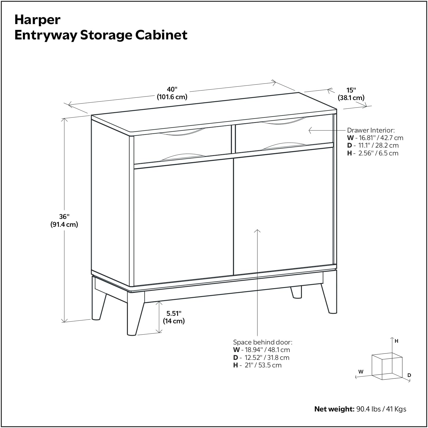 SIMPLIHOME Harper Storage Cabinet - 40 inch Wide Solid Wood Entryway Cabinet in Teak Brown, Mid-Century Modern Accent Storage for Living Room or Hallway with 2 Drawers and Adjustable Shelves