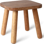 Clucycia Wooden Step Stool 9inch Small Solid Wood Plant Stand Non-Slip Footstool Chair for Adults and Kids Portable and Sturdy Decor for Bed,Bathroom,Kitchen,Living Room Walnut Wood Color