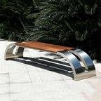 Garden Zigzag Stainless Steel Wooden Seat Plate Outdoor Bench Patio Seat(Small)