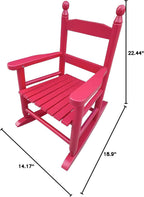Kids Rocking Chair Rose Red: Solid Poplar Wood Construction with Slatted Back Rest - 110 LB Weight Limit for Children Indoor Outdoor Use on Balcony & Porch