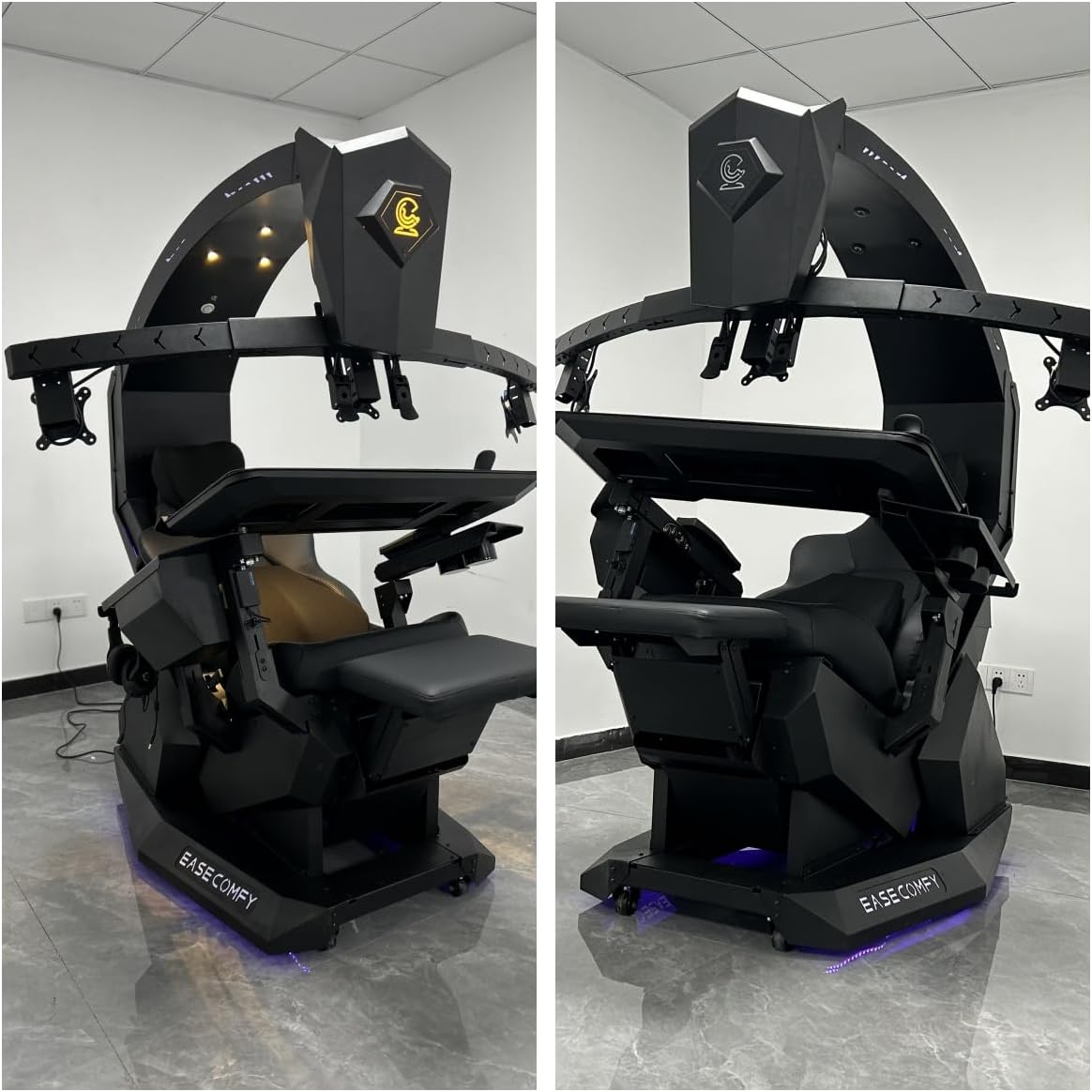 Imperatorworks EASECOMFY T2 Throne Computer Cockpit for 3 Monitors, Zero Gravity Chair Workstation,can Extend for 5 Monitors Support ultrawide 1 * 49" Option with Massage Function