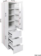 LUMISOL Modern Kitchen Pantry Cabinet with 3 Drawers, Buffet Cupboards Sideboard with 4 Door Shelves, Kitchen Hutch for Living Room Dining Room, White