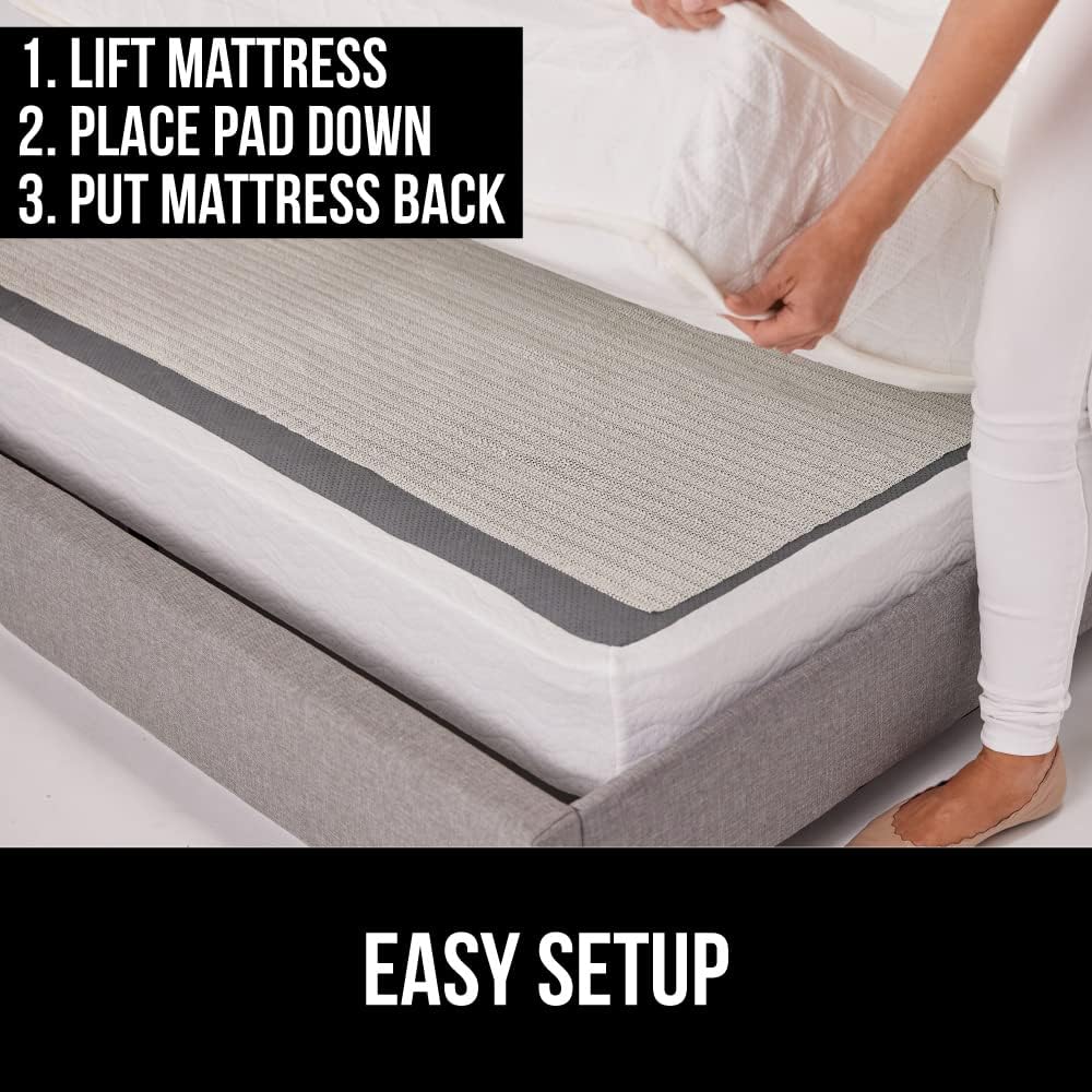GORILLA GRIP Non Slip Mattress Gripper, Prevents Mattresses from Sliding and Holds Bed in Place, Pad Grips Beds, Sofa, Couch, Chair Cushions and Helps Keep Topper from Slipping, Easy Trim Pads, Queen