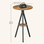 YATINEY Bar Table, 2-Tier Round Pub Table, Counter Height Cocktail Table for Small Spaces, Dining Room, Cafe, Pub, Rustic Brown and Black BT12BR