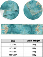 Coastal Beach Tree Bed Runner Scarf King Size, Vintage Teal Brown Tropical Palm Tree Luxury Bed Throw Runners & Scarves for Twin Full Queen King Foot of Beds, Bedroom Decoration, 94"x20"