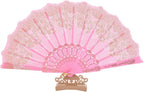 Butterfly Vintage Folding Fan Chinese Hand Fan Pink Cherry Blossom Dance Fan 24 cm for Hanfu Qipao Photo Props Stage Performance