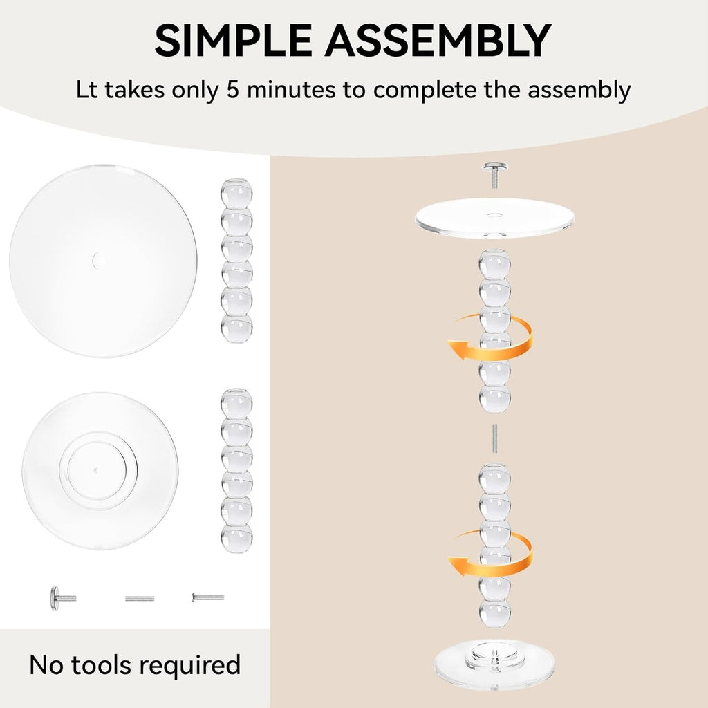 Acrylic Side Table, Clear Round End Table, Pedestal Side Tables 11.8" X 21.7", Modern Nightstand for Living Room Bedroom Balcony Decor, Easy Assembly for Small Spaces Transparent