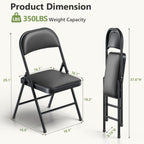 Folding Table and Chairs Set for 4, 36 Inch Foldable Card Table with Carrying Handle & 4 PU Leather Padded Folding Chairs, Portable Indoor Outdoor Dining Table Set for Picnic, Camping, RV, Game Night