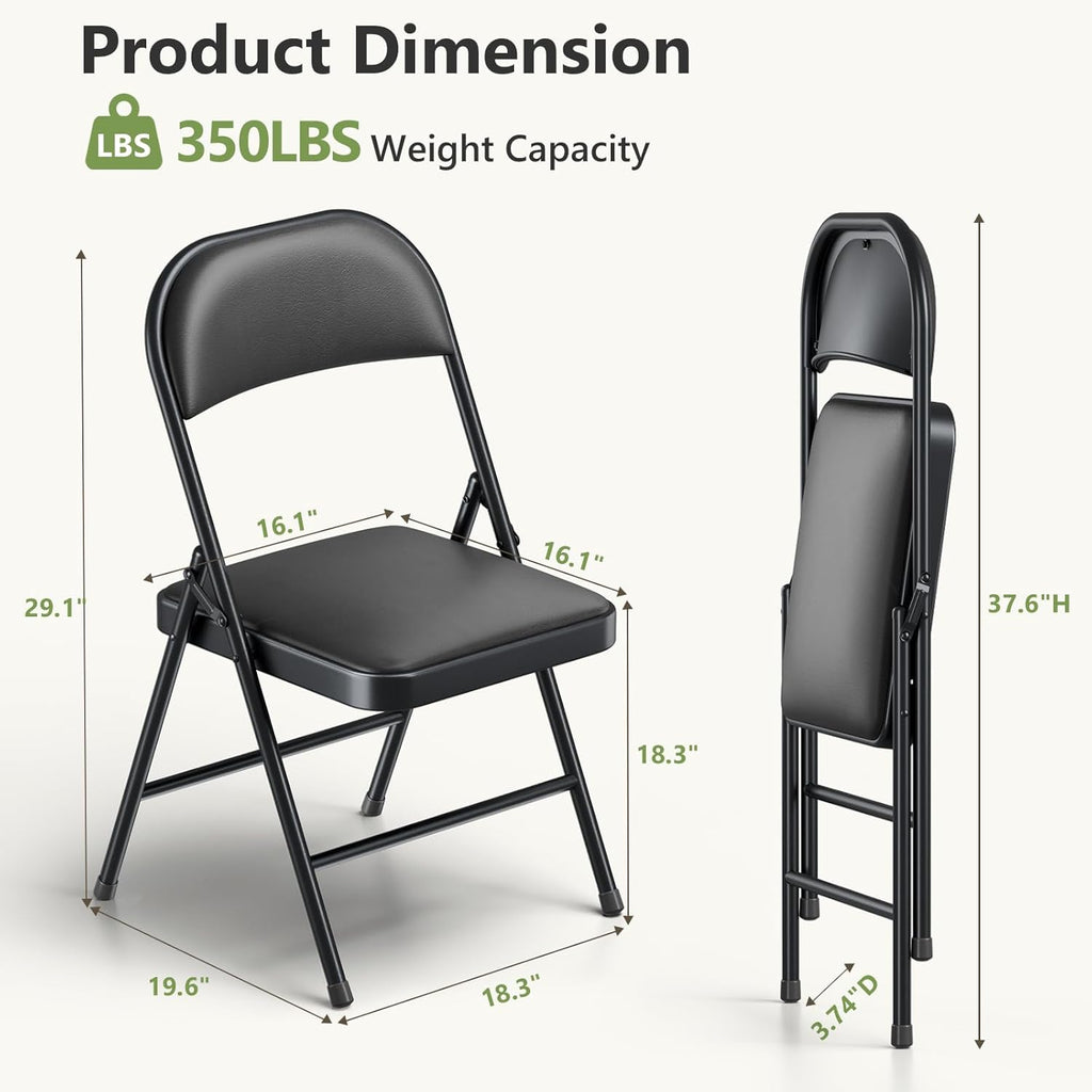 Folding Table and Chairs Set for 4, 5 Piece Card Table Set with 36" Square Foldable Table & 4 Padded Folding Chairs, Portable Indoor Outdoor Dining Table Set for Picnic, Camping, RV, Game Night, Patio