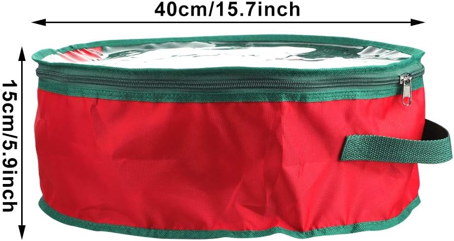 TITA-DONG 1Pcs Christmas Wreath Storage Bag,Portable Artificial Wreaths Organizer Container with Dual Zippered Transparent Window & Handles 20 Inch (16inch/1pcs)