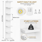 Yuyetuyo 7 Tier Floating Wall Shelf, White Floating Shelves for Wall with LED Light, Versatile Wall Shelf Unit for Bedroom Living Room Bathroom, Lack Shelf for Home Organizer Display