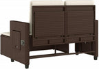 Garden Bench Brown, Cream White,Reclining Garden Bench with Adjustable Armrests & Luxurious Cushions Brown Poly Rattan Outdoor Seating for or Terrace Patio Furniture