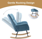 Rocking Chair Nursery, Teddy Upholstered Glider Rocker with High Backrest, Reading Chair Modern Rocking Accent Chairs Glider Recliner for Living Room, Nursery, Bedroom,Blue, W1372120796