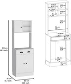 Kitchen Pantry 67" H, Two Cabinets, Three Doors, Two Open Shelves, One Drawer, Microwave Storage Option,for Kitchen