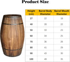 Rustic Whiskey Wine Barrel Side Table with Metal Bands, Solid Wood Barrel Accent Table for Home, Garden, Bar, Patio, Wedding & Event Decor(40cm/15.7in)