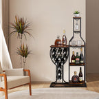 5-Tier Wine Rack Freestanding Floor, 11 Bottles Modern Wooden Wine Holder-Storage Cabinet for Home Bar, Kitchen, Dining Room Space Saving Bar Stand with Easy Assembly.(Brown)