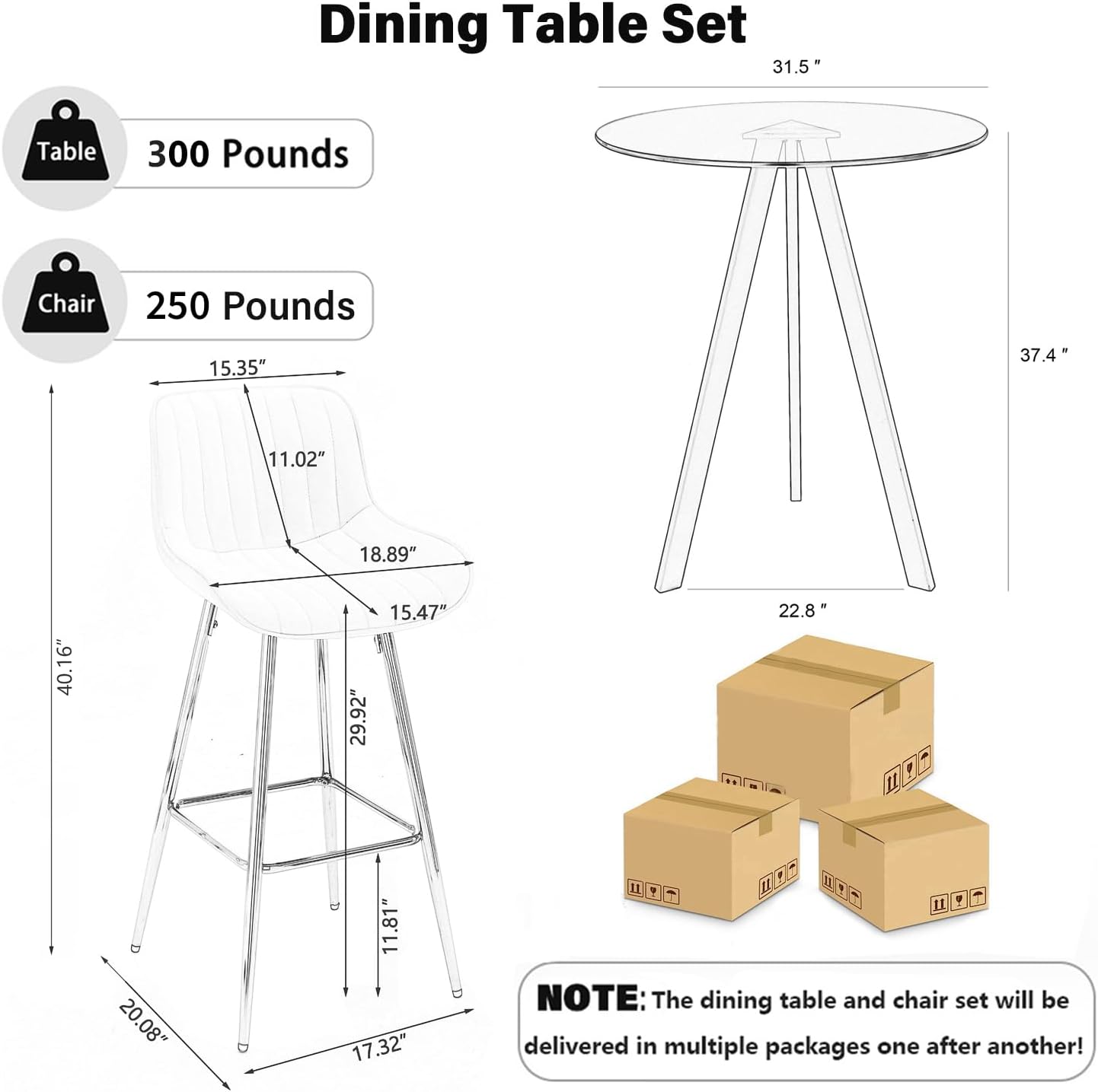 5 Piece Pub Dining Set, Modern Round Bar Table and Chairs for 4, 30" Counter Height Barstools and Glass Kitchen Table Set, 31" Small Dining Table with 4 Stools(Green)
