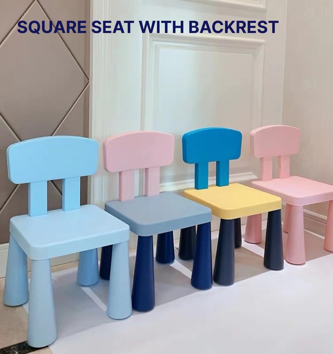Blue Kids Chair for Table Lightweight for Move | Ergonomic Toddler Chair with Back Support, Durable, Dining & Playroom, Ages 1–5, Blue