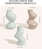 BosilunLife Decorative Vase Set of 3, Nested Interlocking Recycled Ceramic, Smooth Glossy Pastel Modern Decor, Sage Green & Khaki Centerpiece for Bookshelf