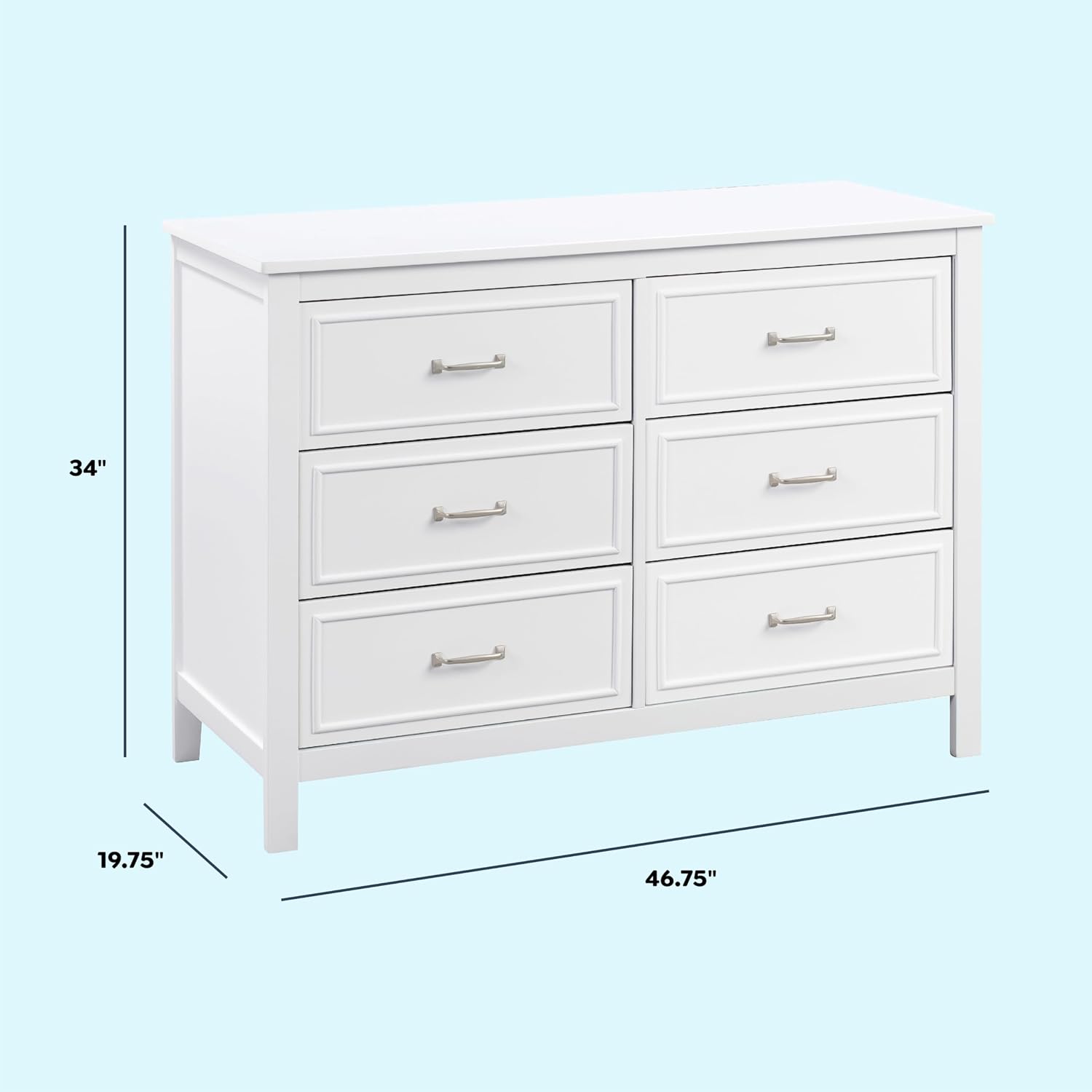 Davinci Charlie 6-Drawer Double Dresser in White