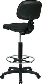 Office Star DC Series Adjustable Drafting Chair with Foot Ring and Sculptured Foam Seat, Icon Black Fabric
