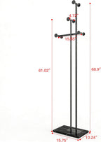 JIAYUEJU Heavy Duty Coat Rack Freestanding, Metal Coat Rack Stand with Marble Base, Corner Coat Tree for Entryway, Hallway, Bedroom, Office, Hotel (Black)