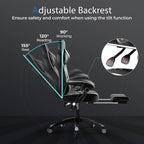 POWERSTONE Gaming Chair Video Game Chair with Footrest and Lumbar Support Racing Style PU Leather Computer Chair Ergonomic Adjustable Swivel Task Chair Gray