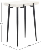 SAFAVIEH Home Collection - Bremen Side Table, Rectangular White & Grey Marble Top with Black Metal Legs, Fully Assembled (ACC3726A)