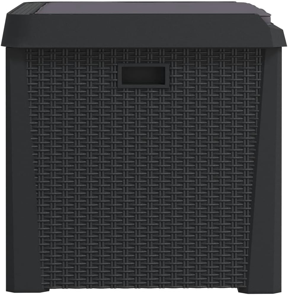 Patio Storage Box Outdoor Deck Cushion Bench 33 Gallon Resin Wicker Container Chest Weather Resistant Lockable Garden Backyard Furniture with Seat Lid Anthracite