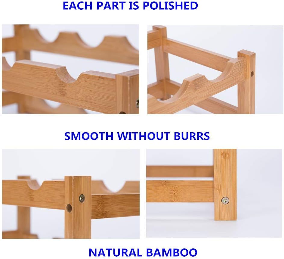 Bamboo Wine Rack - 2-Tier Countertop Display Shelf for 8 Bottles