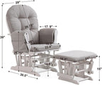 5Pcs Glider Rocker Cushions Set - Velvet Glider Rocker Replacement Cushions with Side Storage Pockets, Washable & Non Slip,Dark Gray