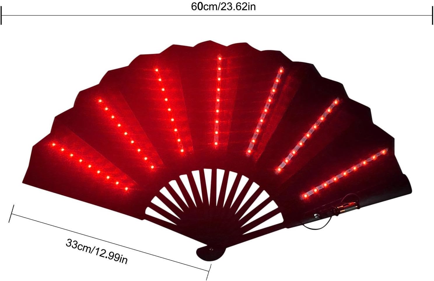 Folding Hand Fan - LED Large Light Up Festival Fãn Battery Included | Řave Faņ with Liģht Portable Følding - Performance Show Party Fån for Stage Carnival Club Belly Dance, Night Event Prop