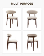 Dining Room Chairs Set of 2, Upholstered Farmhouse Dining Chairs, Modern Fabric Kitchen Chairs with Solid Wood Leg,Beige