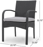 Patio Dining Chairs, Cordoba Set of 2 PE Wicker Outdoor Rattan Side Chairs for Garden Deck Backyard Porch Dining Table and Patio Seating