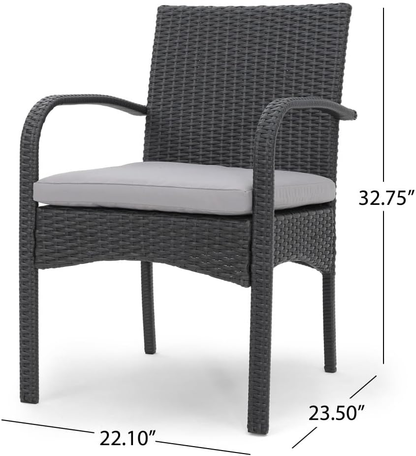 Patio Dining Chairs, Cordoba Set of 2 PE Wicker Outdoor Rattan Side Chairs for Garden Deck Backyard Porch Dining Table and Patio Seating