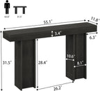 Modern Entryway Table, 55'' Wood Console Table with Storage Couch Table Behind Sofa Black Living Room Table for Entryway Hallway, Foyer