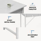 32" Small Gaming Desk with Drawers, Home Office Computer Writing Study Table with Storage Side Bag, Headphone Hook, and Adjustable Feet for Bedroom, White