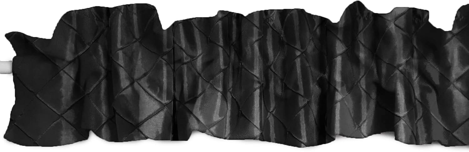 Zen Creative Designs Elegant Pintuck Taffeta Sleeve Topper Window Valance Top Bottom Ruffle Home Décor Bedroom Nursery Kitchen Window (58" Wide x 5" Tall, Black)