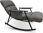 Modern Rocking Chair Accent Rocker Armchair Reading Chair Nursery Chair with Side Pocket Adjustable High Back