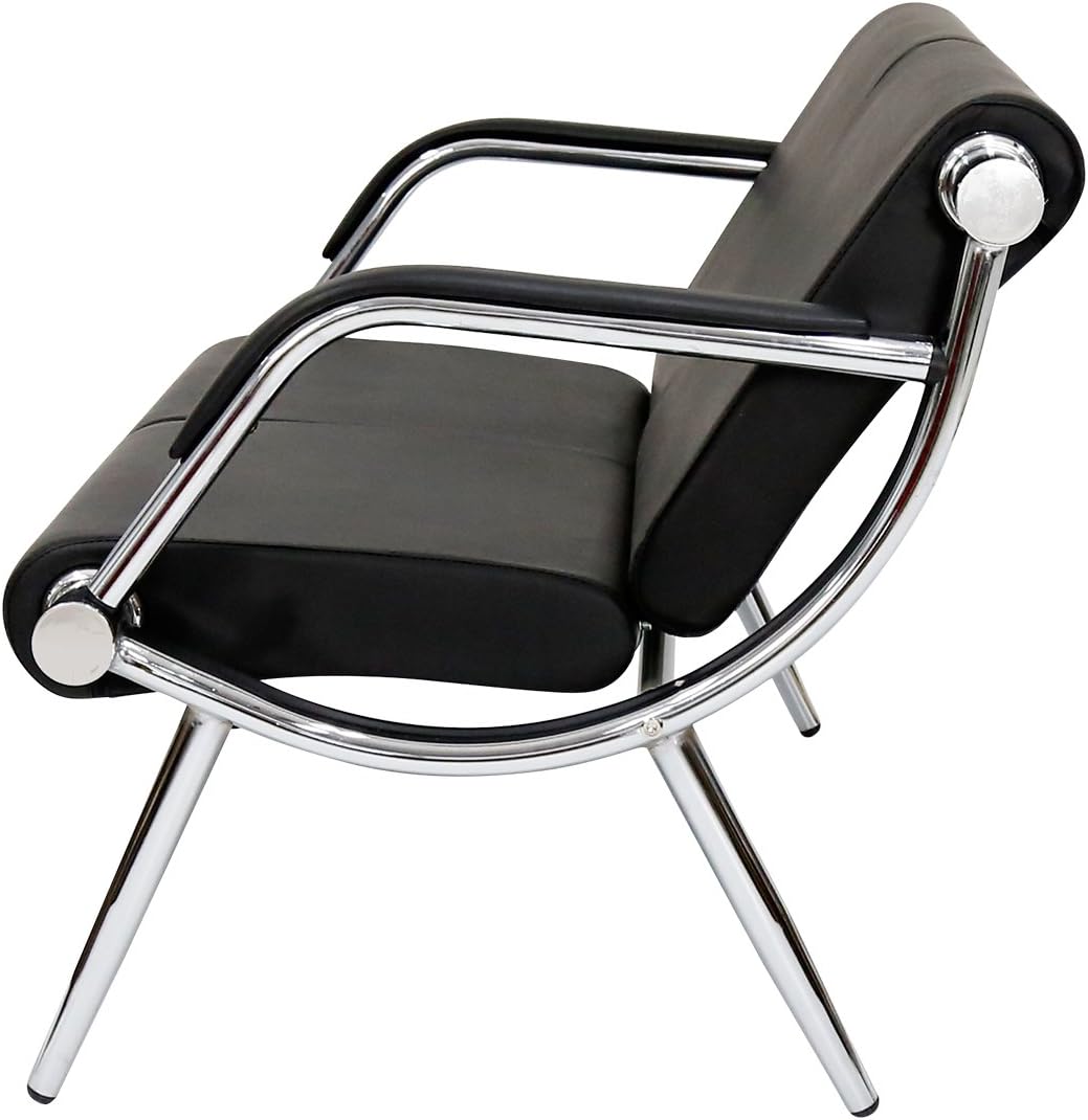 Peach Tree Black Leather Executive Side Reception Chair Office Waiting Room Guest Reception, Salon Barber Office Waiting Chair Bank Hall Airport Reception Waiting Chair 2 Seat Bench