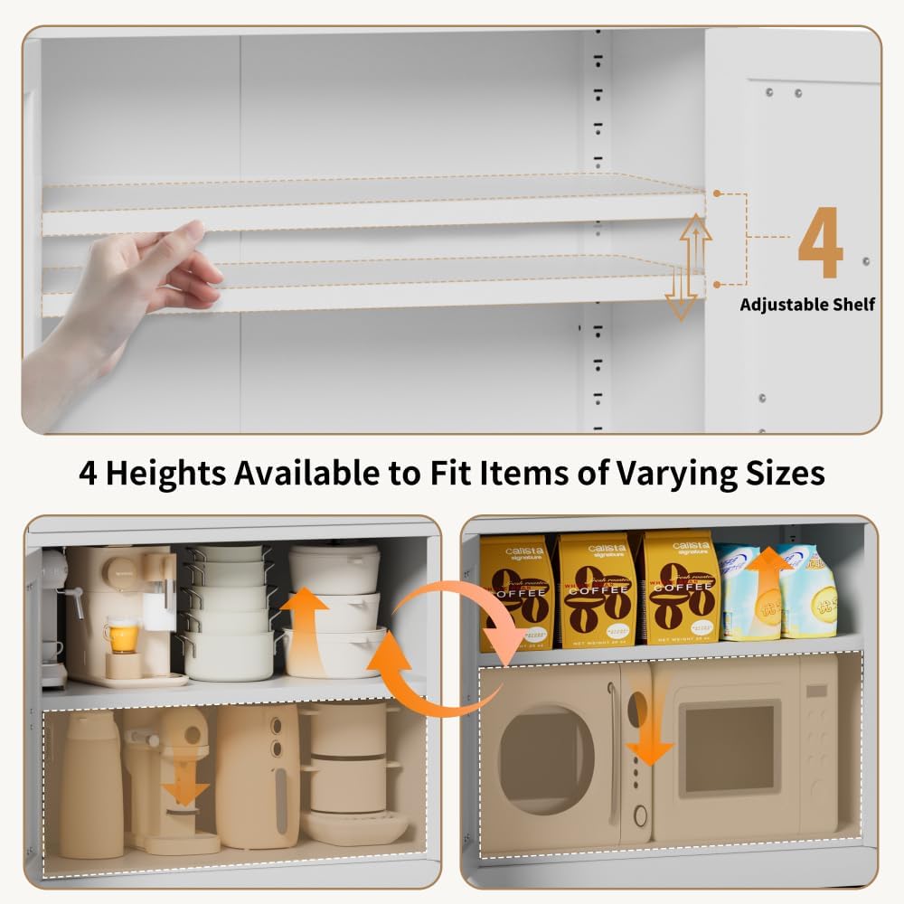 Steel Kitchen Pantry Storage Cabinet, Heavy-Duty Metal Cabinet with Adjustable Shelves, Multi-Functional Storage Solution for Kitchens, Bathrooms & Living Rooms