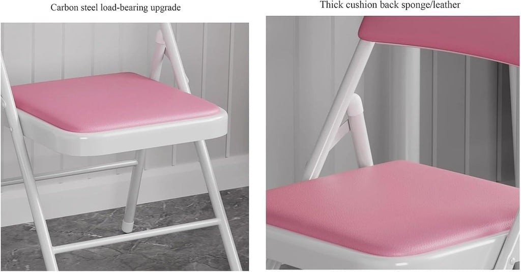 Folding Dining Chair with Sturdy Metal Frame and Comfortable Upholstered PU Seat Durable Office(Orange)