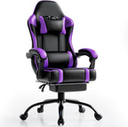 Gaming Chair, Computer Chair with Footrest and Lumbar Support, Ergonomic Video Game Chair with Headrest, Height Adjustable Gamer Chair Office Desk Chair, Purple